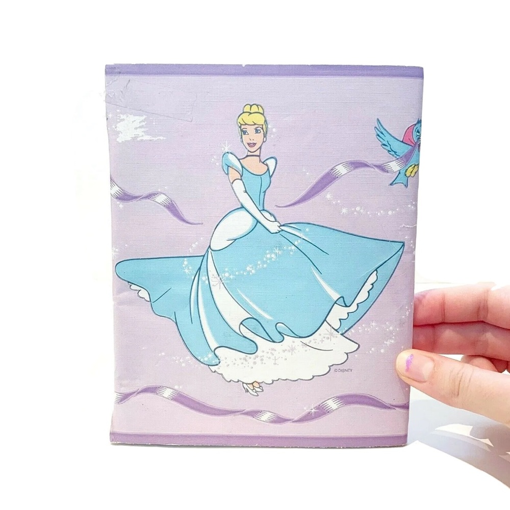 Vintage Disney Princess Cinderella Border Wall Liner Paper Purple Blue Bird Cute